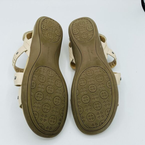 Naturalizer Shoes Womens Size 8.5N Leather Beige Eliora N5 Comfort Sandals Weave - Picture 9 of 11
